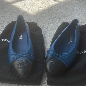 Leather cap toe Chanel Ballet Slippers